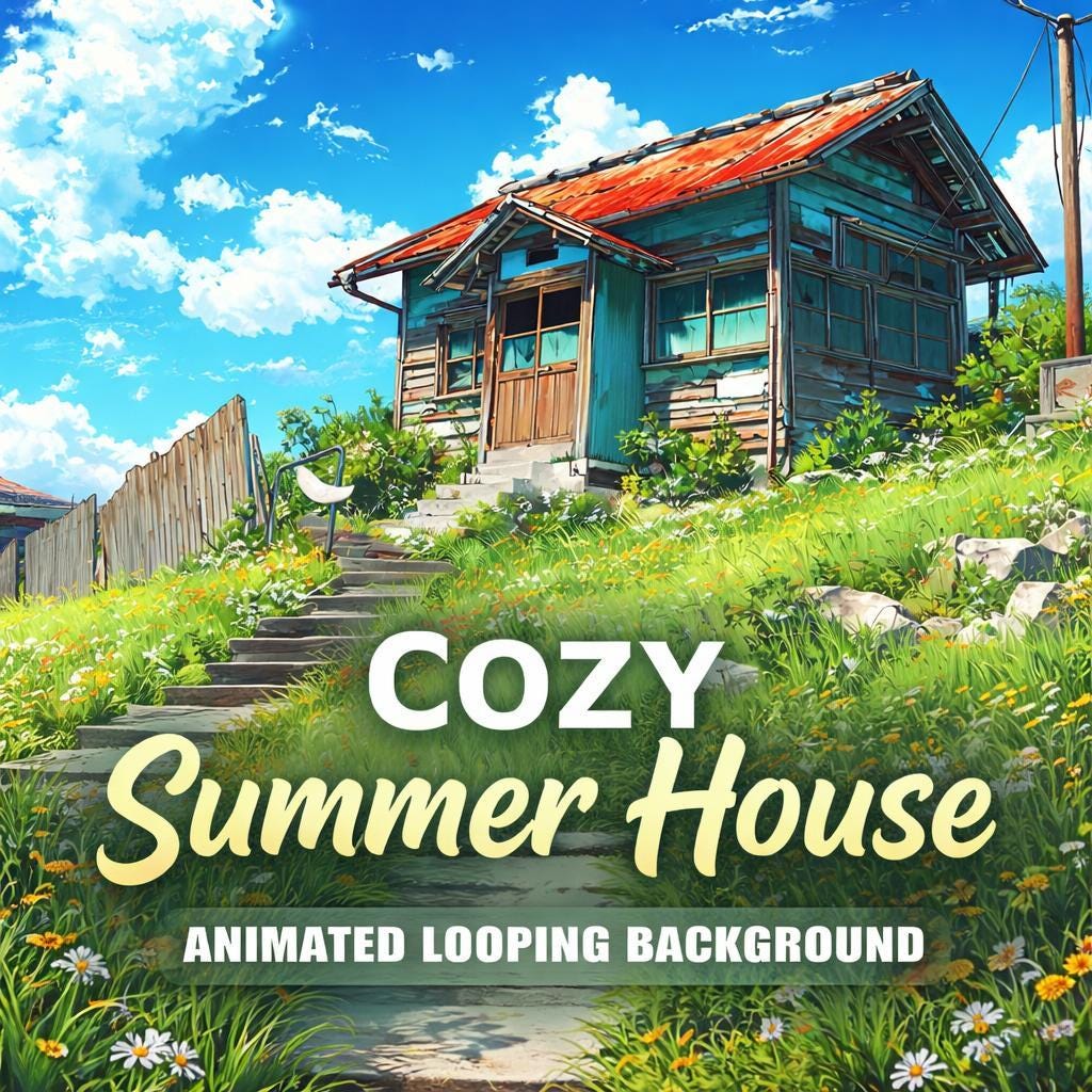 Japanese Countryside Cottage Animated Background | Seamless Loop Video | Cozy Kawaii Anime Aesthetic for Streaming & Overlays