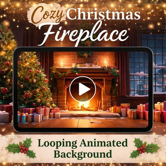 Christmas Fireplace Loop Video | Cozy animated background, seamless video background | Lo-fi scene loop for streams and decor