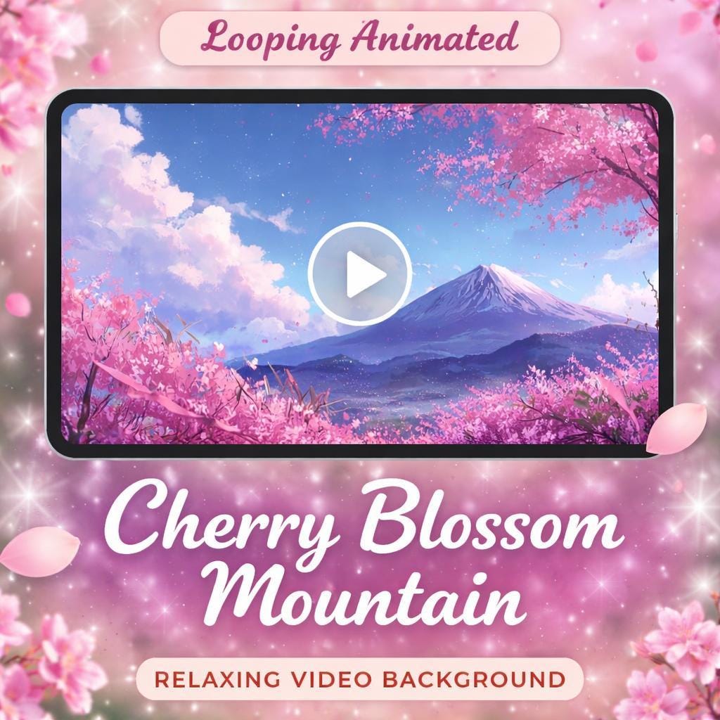 Sakura Background Loop Animation | Mount Fuji Aesthetic Video | Cozy Ambience Animated Background for Streams & Videos
