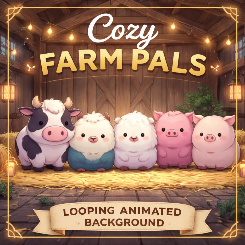 Kawaii Farm Animals Animated Background | Cute Loop Video Backdrop | Farm Video for Stream, Zoom, YouTube, Twitch