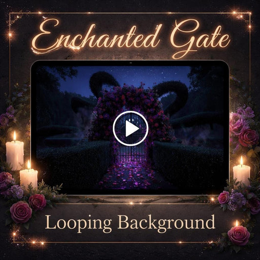 Animated Background Loop | Midnight Enchanted Garden Gate | Fantasy Nature Aesthetic Video for Streams, Overlays, VJ, YouTube