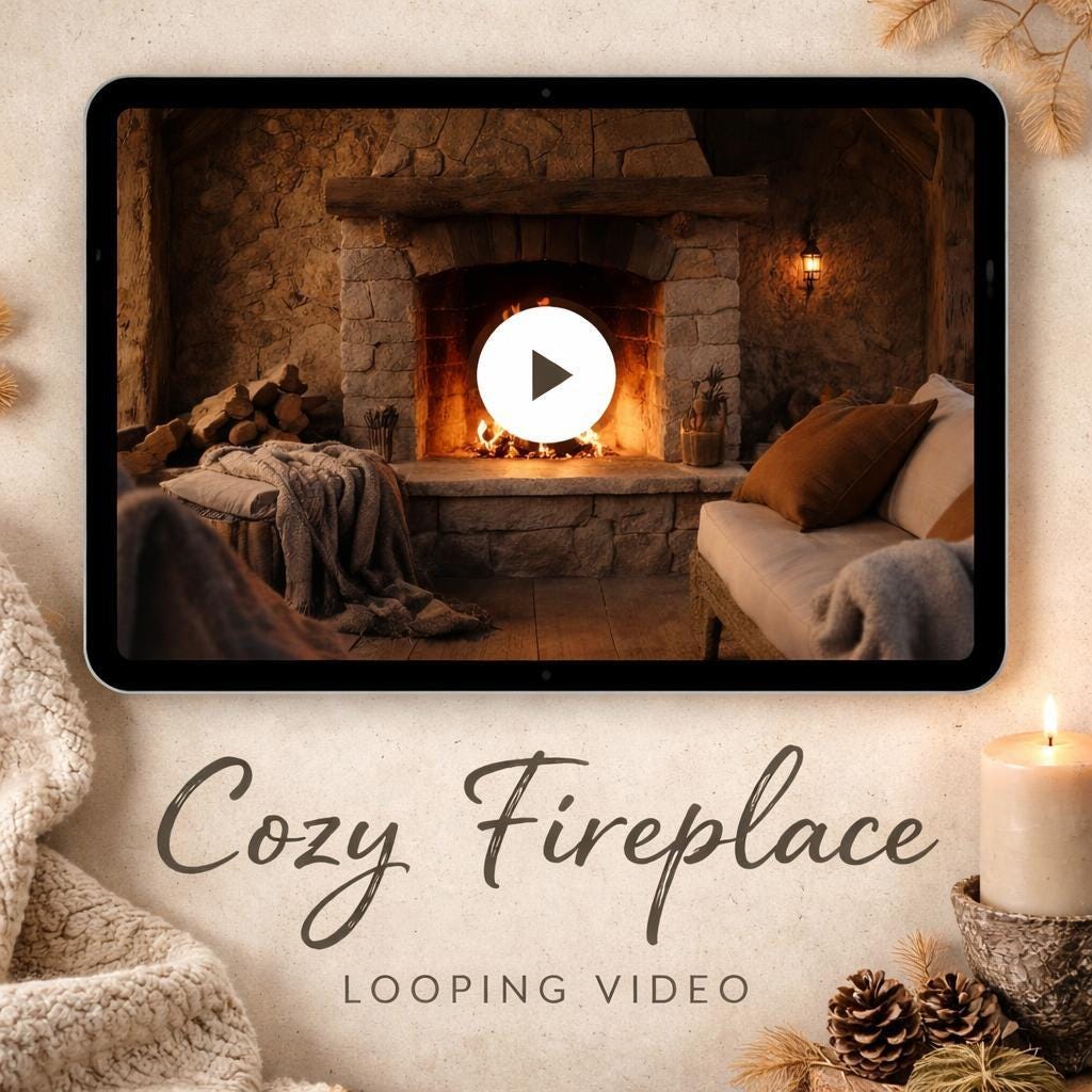 Fireplace Loop Video | Cozy rustic background, animated backdrop | Lofi ambience, relaxing nature, study and streaming use