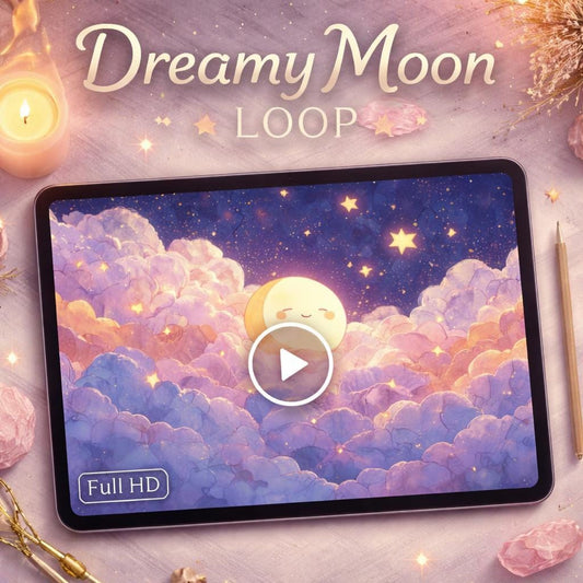 Moon Background Loop | Cute Sleeping Cloud Night Sky | Aesthetic Space Video for Relaxing, Streaming, YouTube, Zoom Backdrop