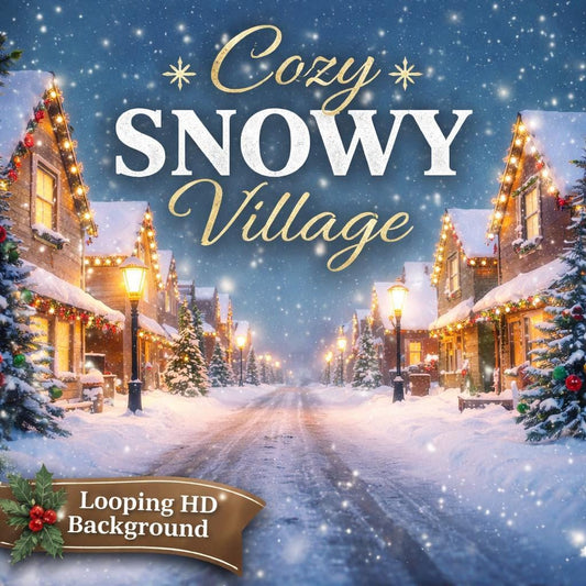 Christmas background loop | Snowy village animated video | Seamless winter digital backdrop for screens and displays