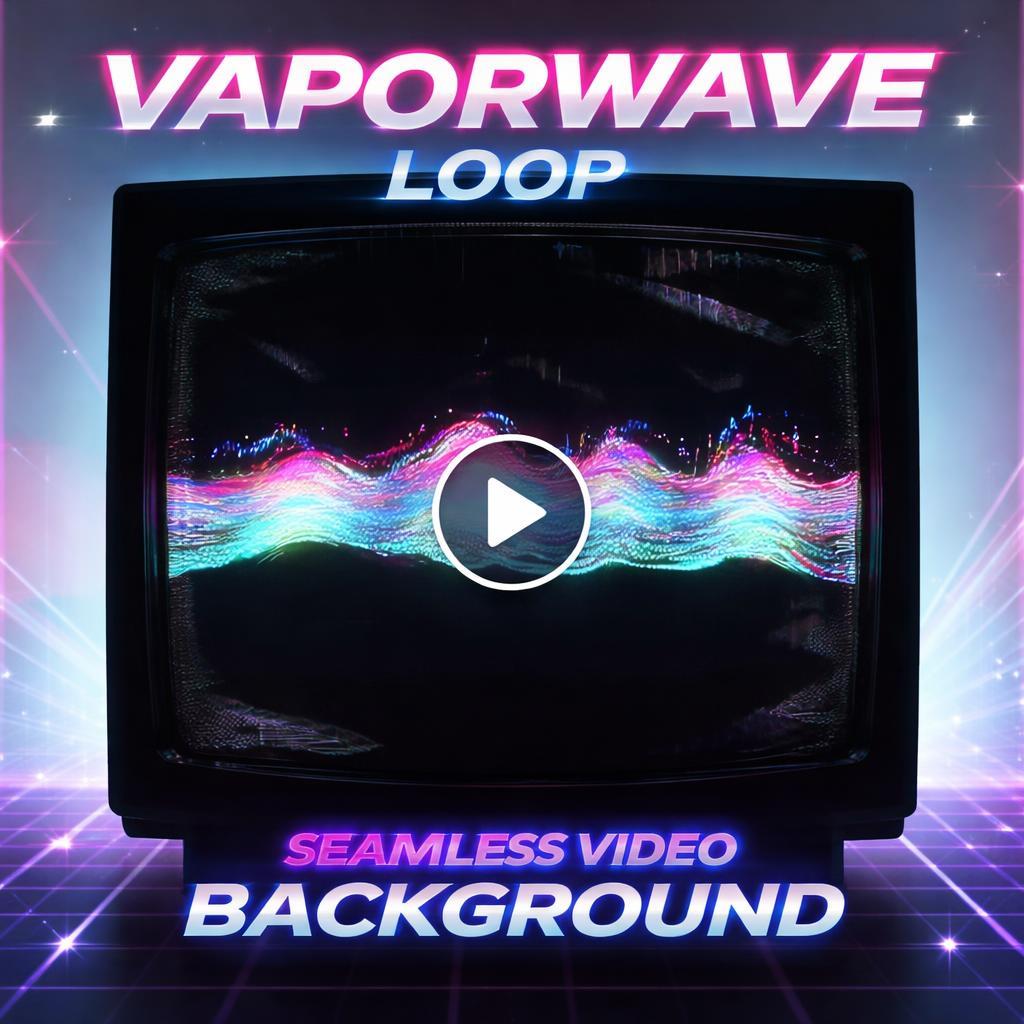 Neon background loop | Retro cyberpunk city waves video | Calming ocean loop retro video for streams and overlays