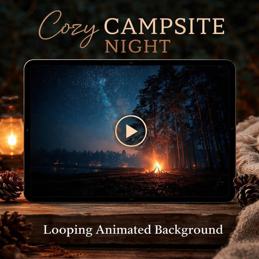 Camping Bonfire Under Starry Sky Loop | Cozy Lo-fi Animated Background | Night Sky, Clouds, Bonfire Video for Streams & Relaxing