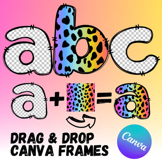 CANVA Doodle Letters - Drag and Drop Frames - Groovy Retro Doodle Fillable Alphabet Font Letters PNG Canva Frame Alphaset Doodle Templates