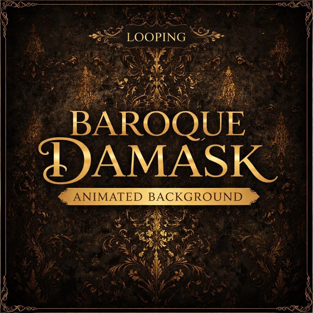 Vintage baroque damask animated background | seamless loop video | abstract, elegant, ornate, wallpaper, video background