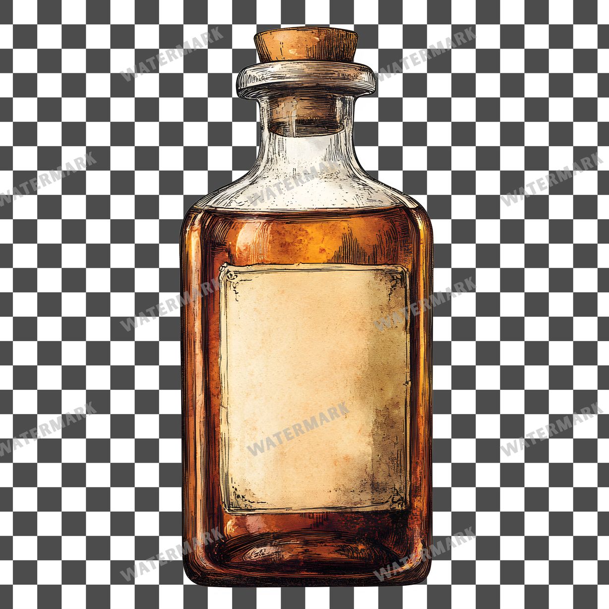Apothecary Bottles Vintage Style Clipart Pngs