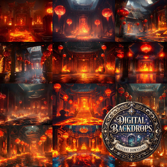 A Fiery Temple Backdrop Images
