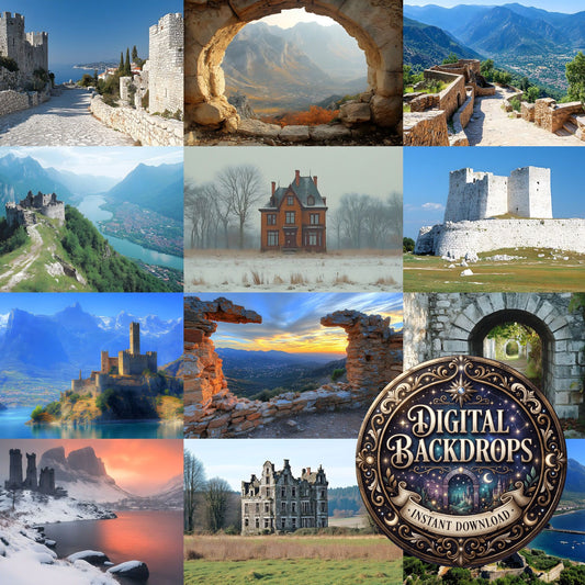 Abandoned European Castle Ruins Backdrop Images