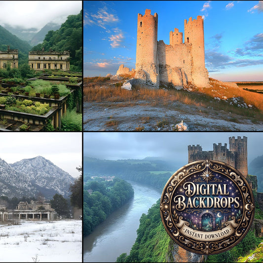 Abandoned European Castle Ruins Backdrop Images