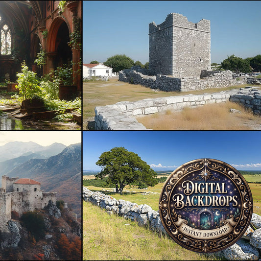 Abandoned European Castle Ruins Backdrop Images