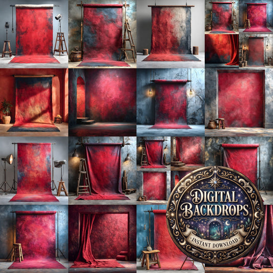 Abstract Red Painted Canvas Backdrop Images