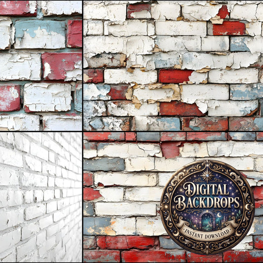 Aged Whitewashed Bricks Backdrop Images