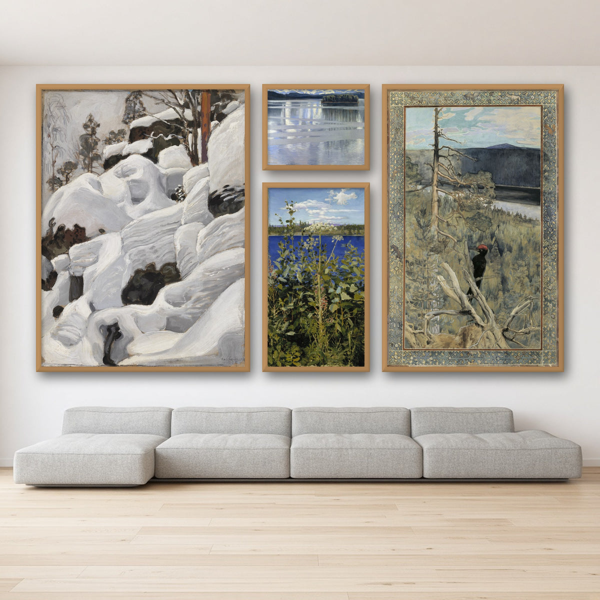 Akseli Gallen-Kallela Finnish Nature Gallery Wall Set of 4 — gallery wall mockup, alternative arrangement