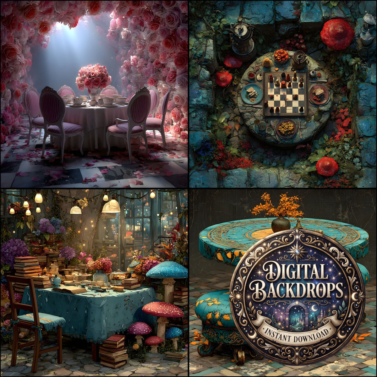Alice In Wonderland Table Backdrop Images