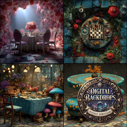 Alice In Wonderland Table Backdrop Images