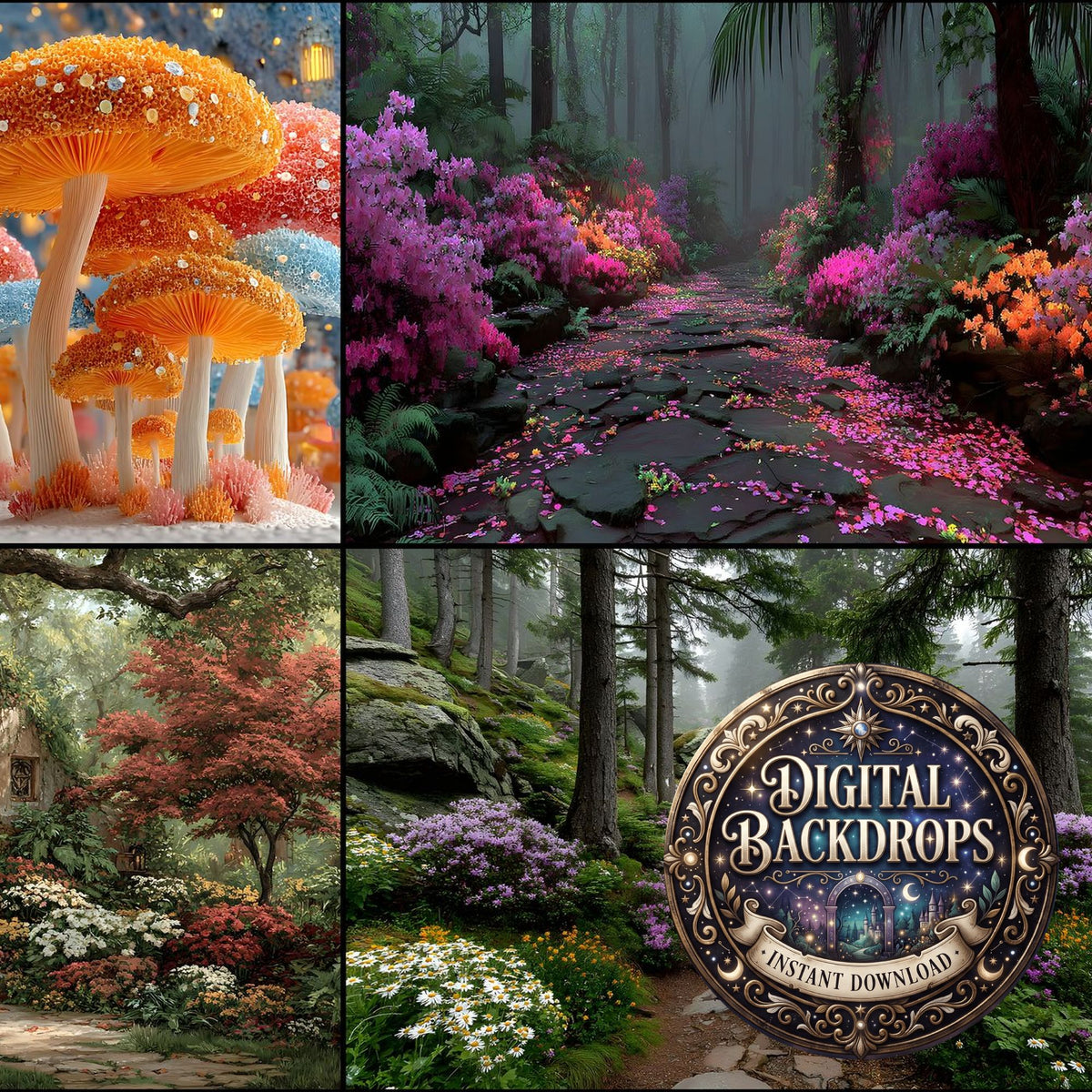 Alice Wonderland Magical Forest Backdrop Images