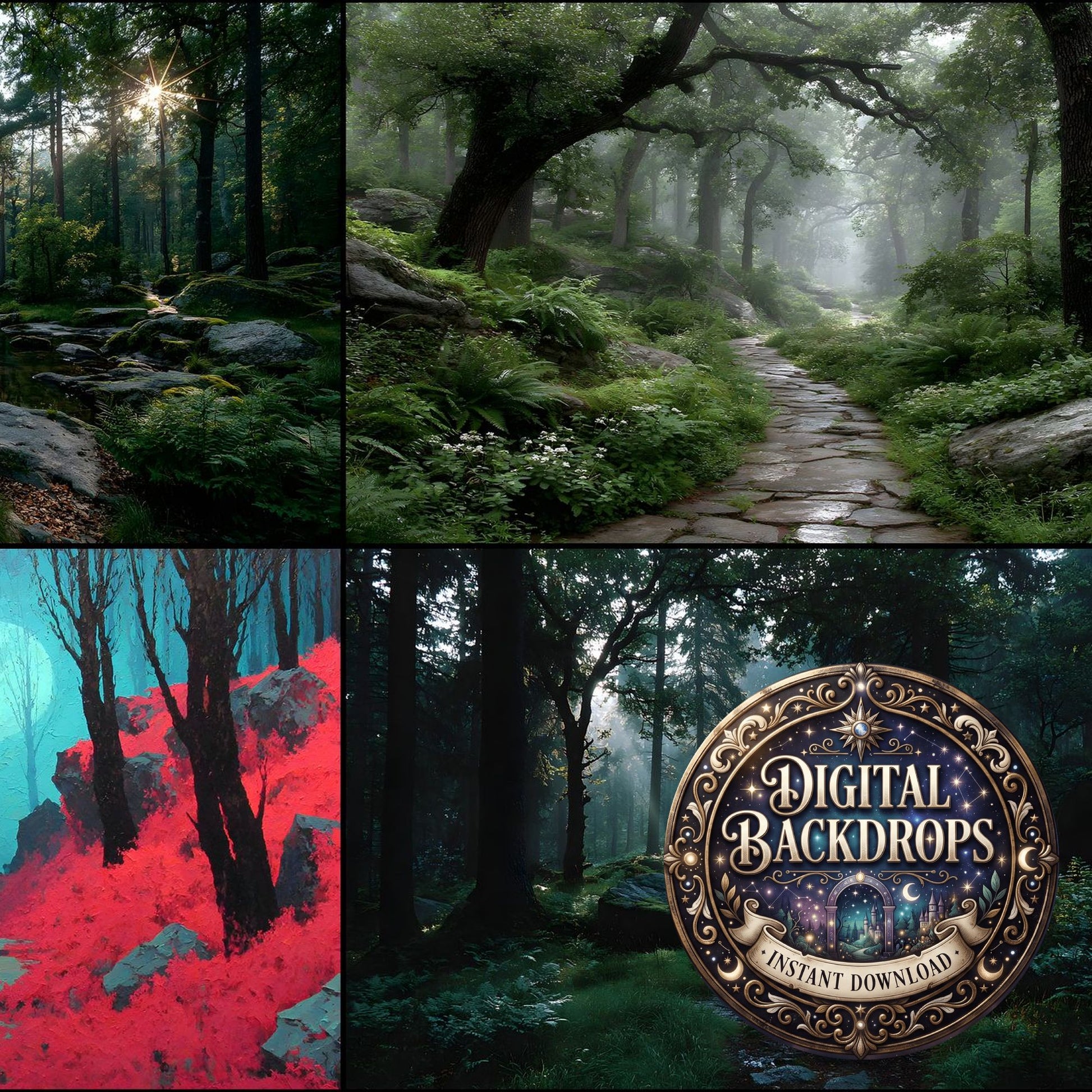 Alice Wonderland Magical Forest Backdrop Images