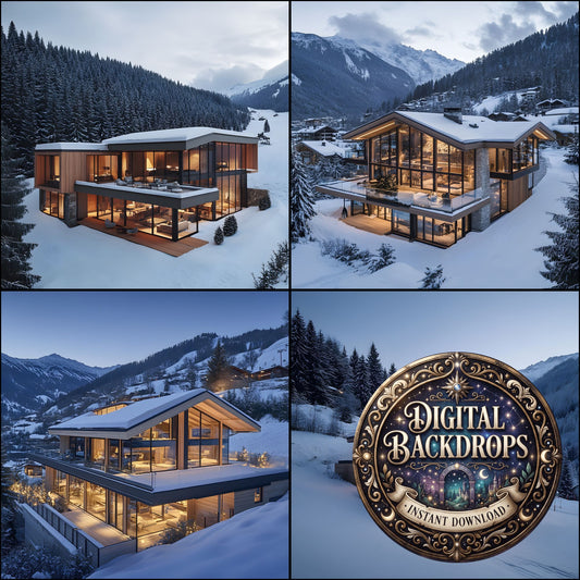 Alpine Ski Chalet Backdrop Images