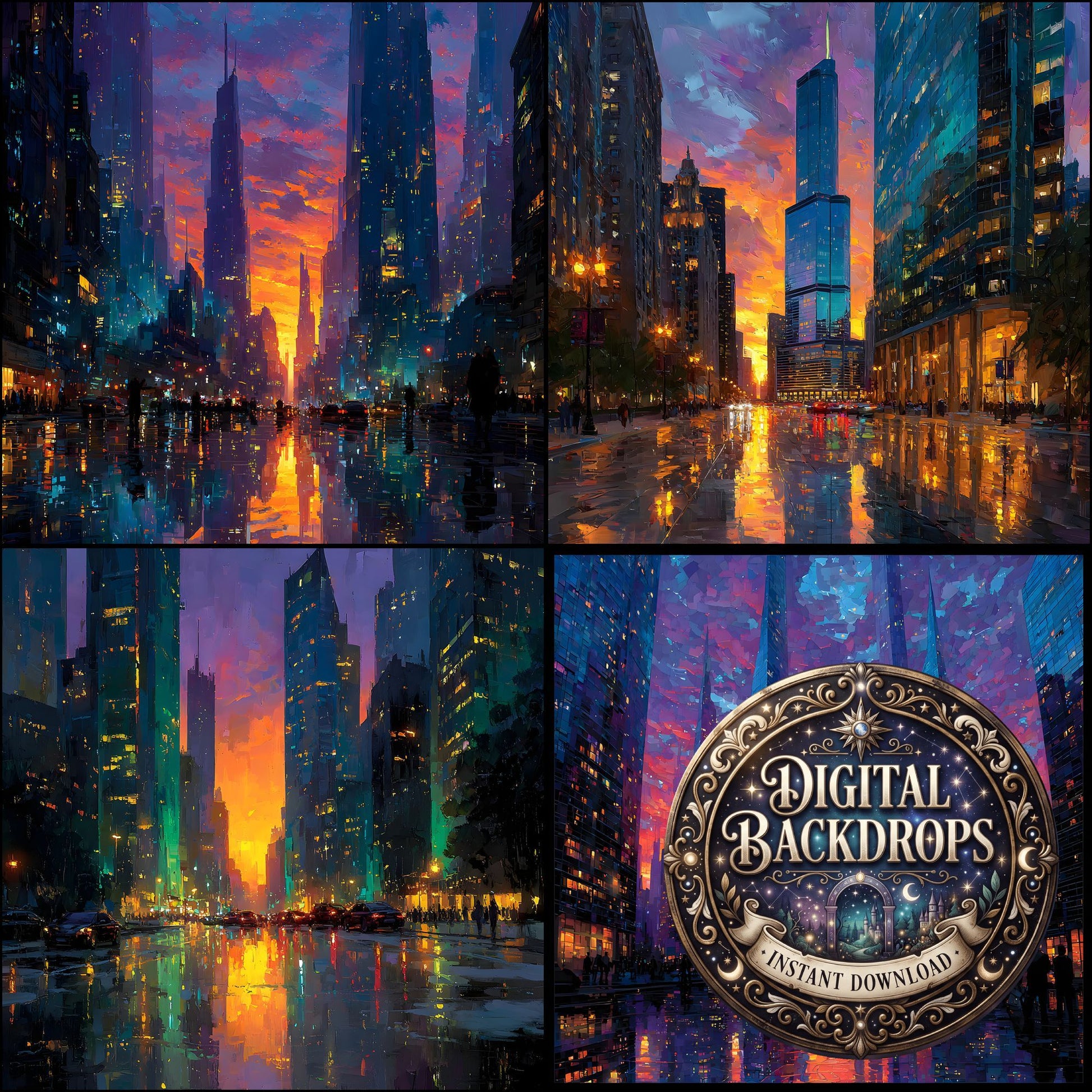 American Steampunk Cityscape Backdrop Images