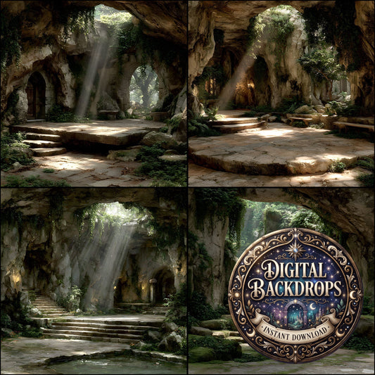 Ancient Stone Platform Cave Backdrop Images
