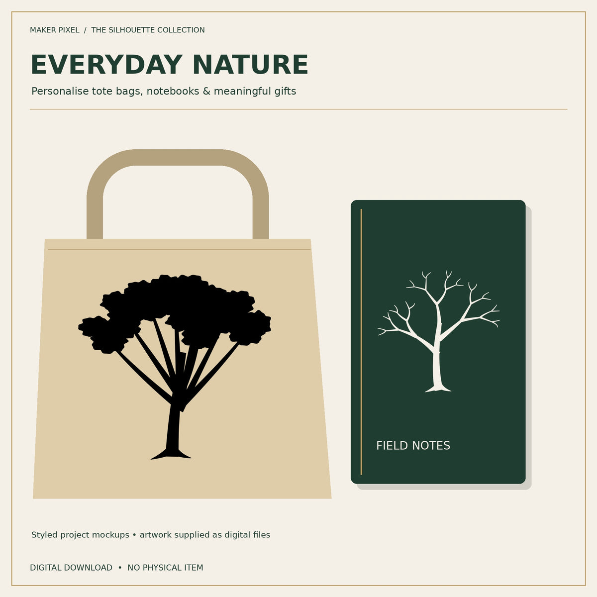 Tote bag and notebook mockups
