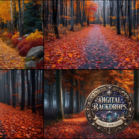 Autumn Woodland Path Backdrop Images