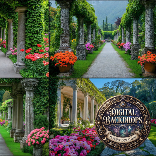 Baroque Ivy Garden floral digital photography backdrops, preview of the downloadable set