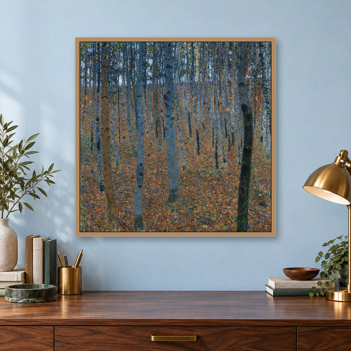 Beech Grove I by Gustav Klimt — framed interior mockup