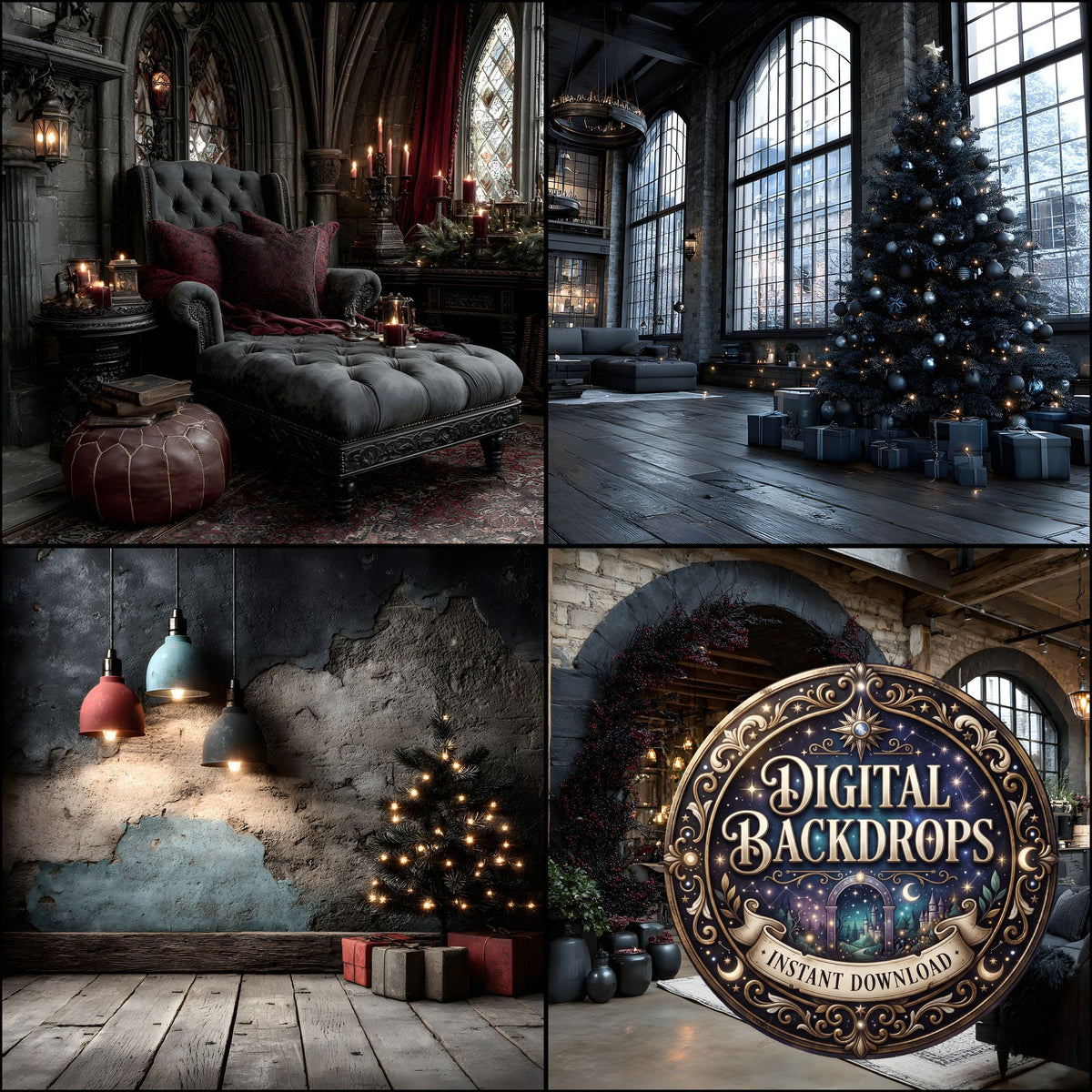 Black Gothic Christmas Backdrop Images