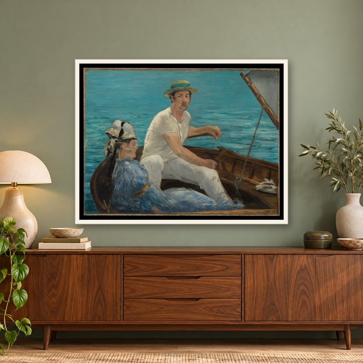 Boating by Édouard Manet — framed room mockup