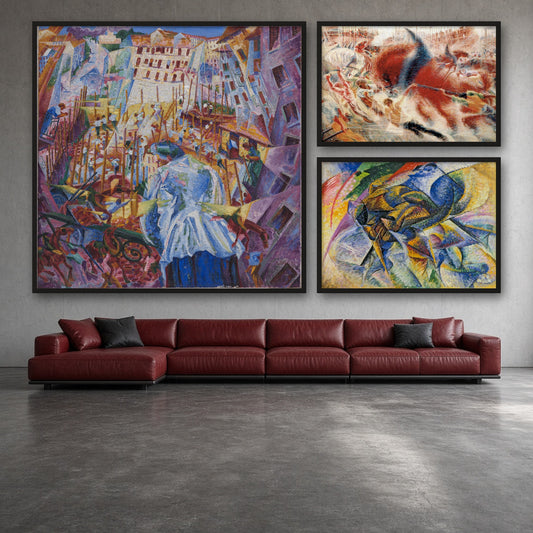Boccioni Futurism Gallery Wall Set of 3 — gallery wall mockup, alternative arrangement
