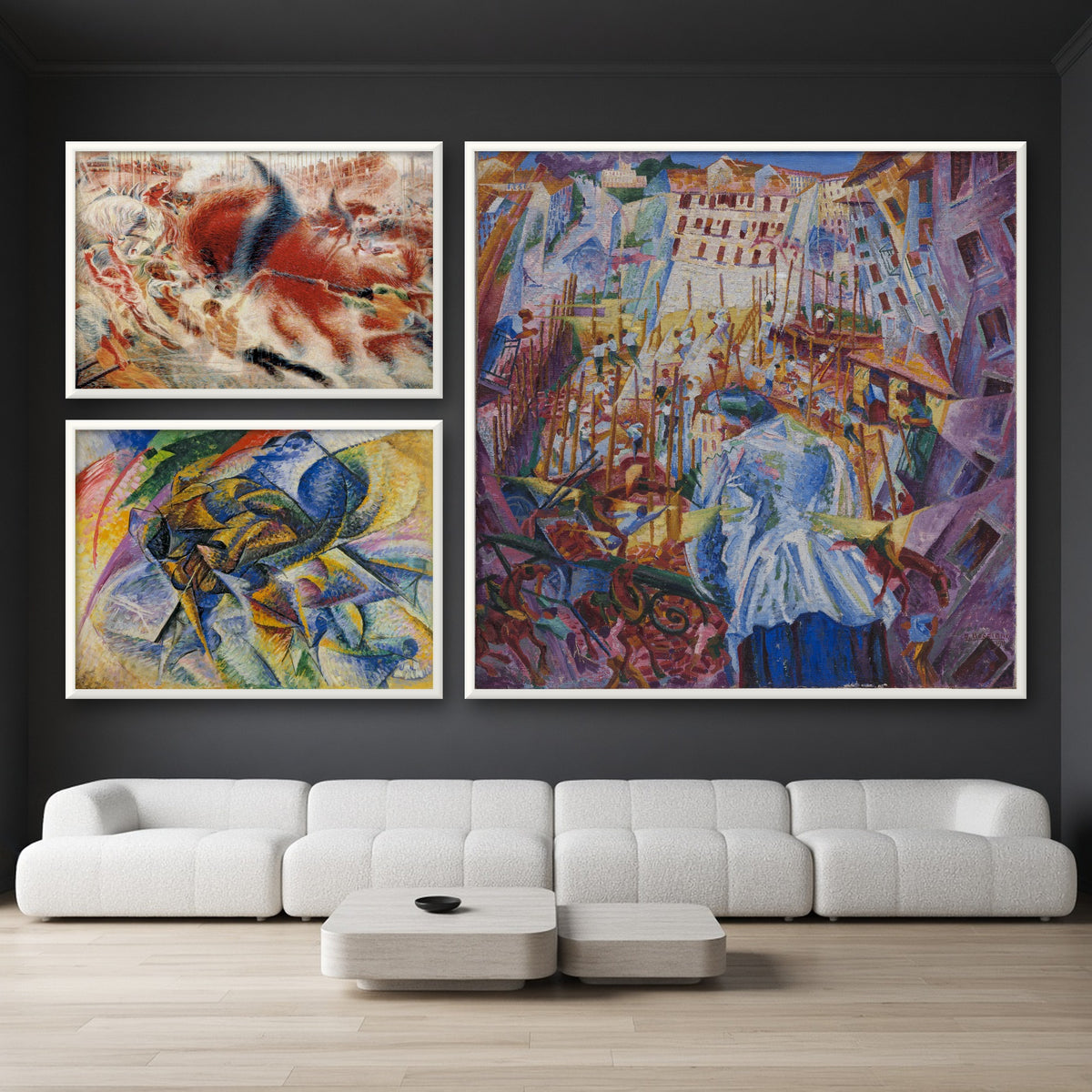 Boccioni Futurism Gallery Wall Set of 3 — gallery wall mockup