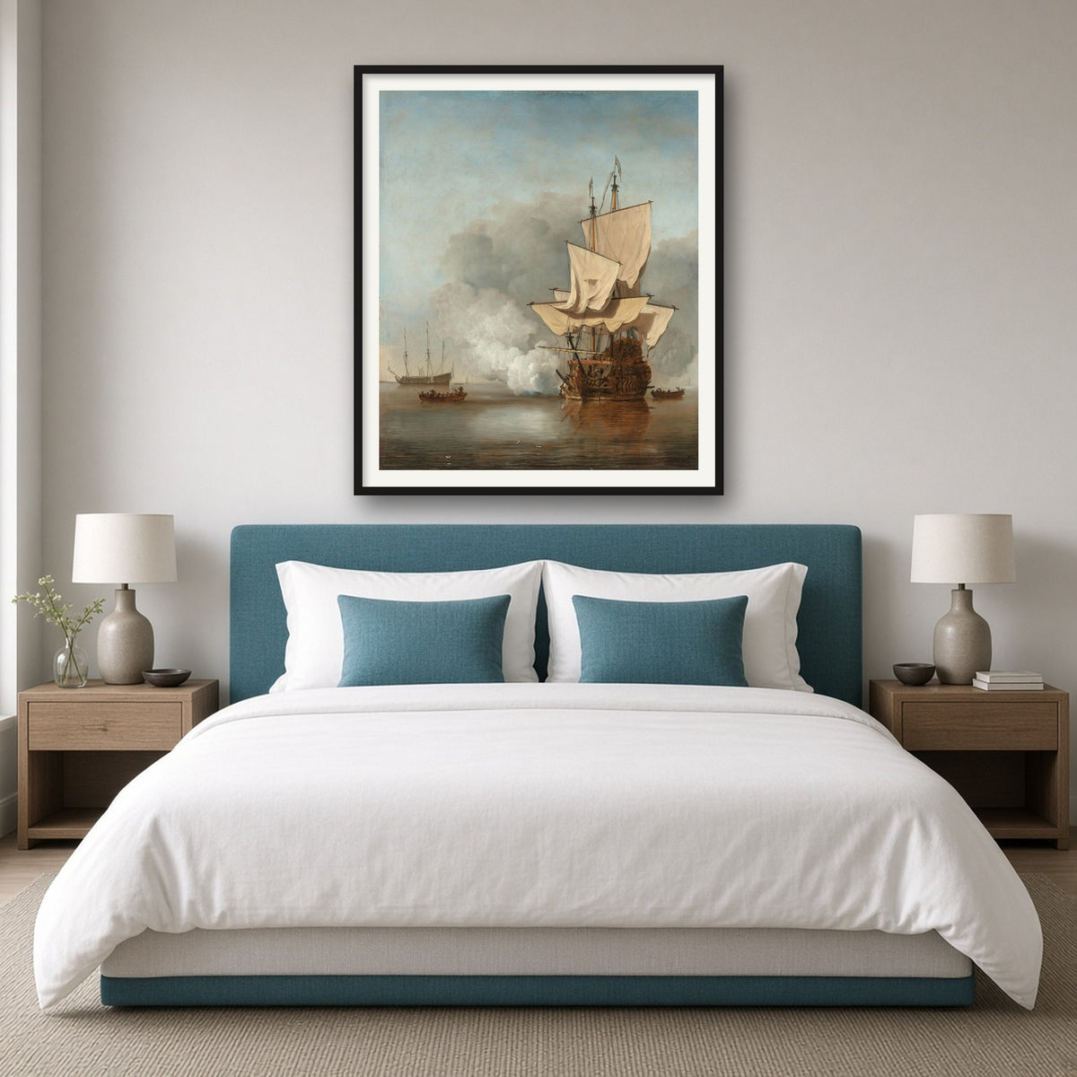 The Cannon Shot by Willem van de Velde the Younger — framed art preview