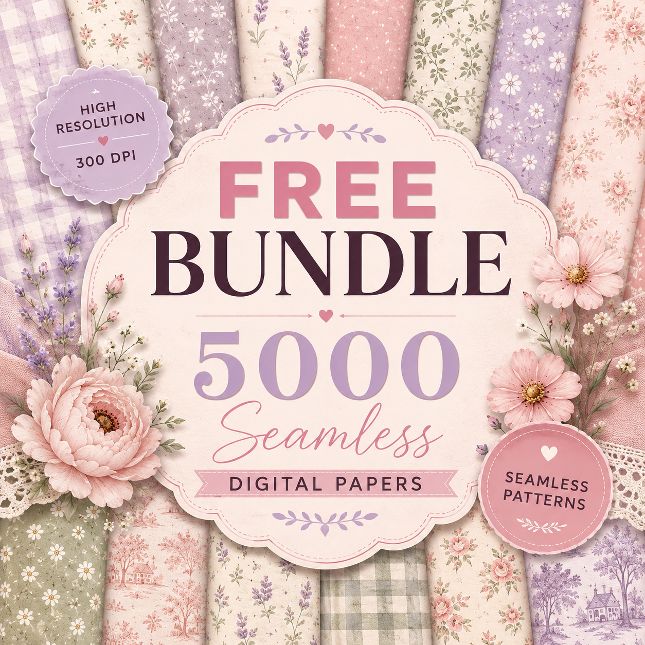 FREE BUNDLE - 5000 Seamless Digital Papers