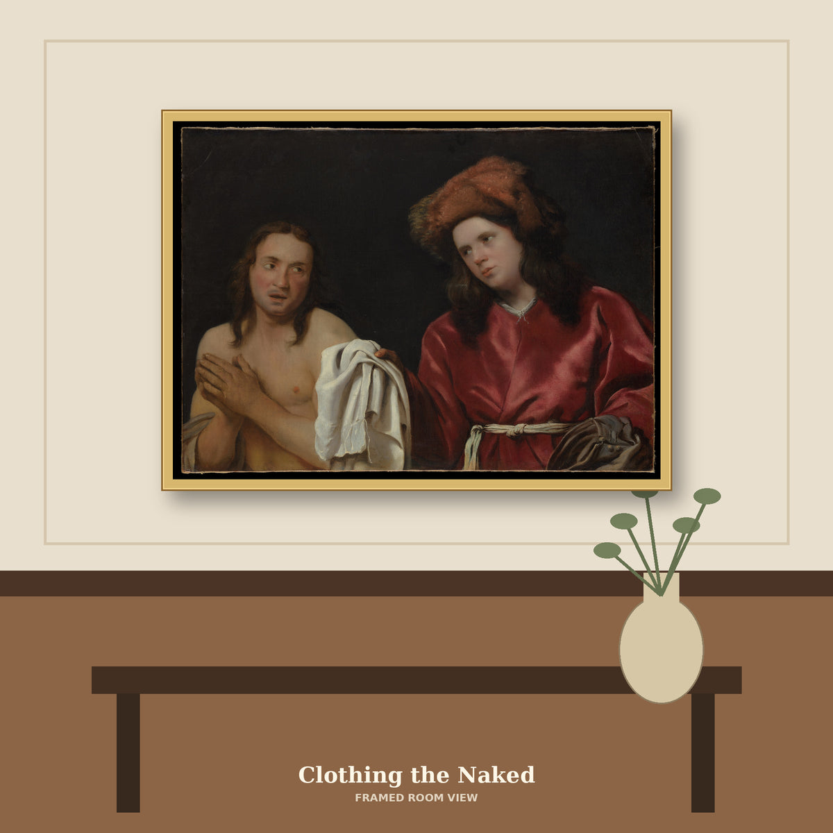 Clothing the Naked by Michiel Sweerts, room mockup