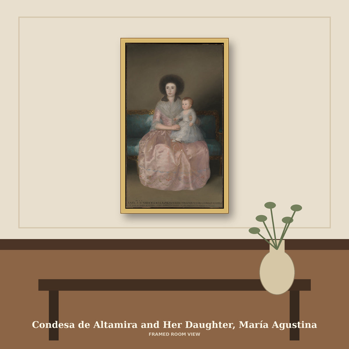 Condesa de Altamira and Her Daughter, María Agustina by Goya (Francisco de Goya y Lucientes), room mockup