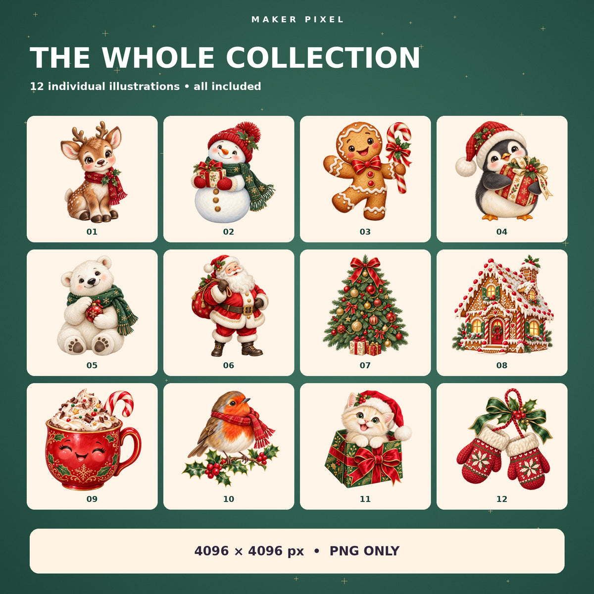 Cozy Christmas Friends – all 12 included designs