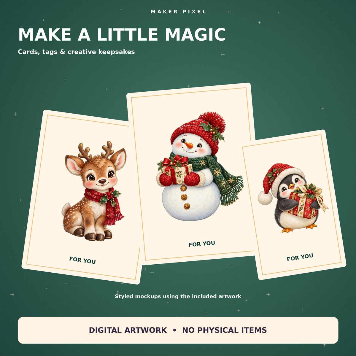 Cozy Christmas Friends – paper craft mockups