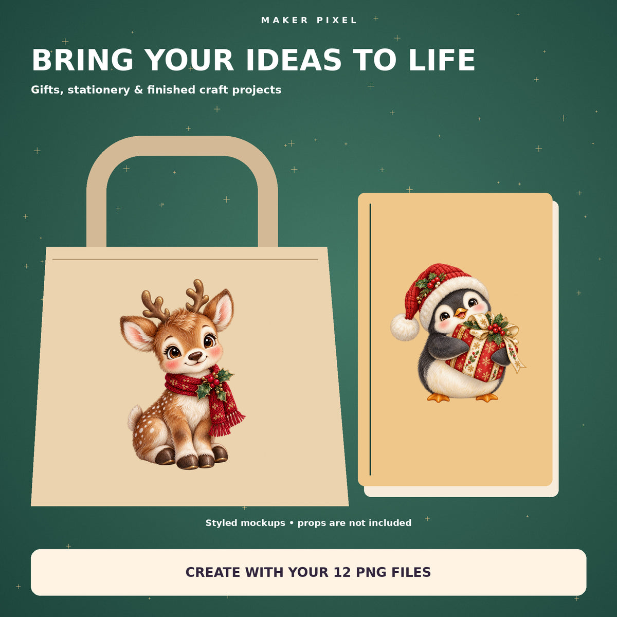 Cozy Christmas Friends – gift and stationery mockups