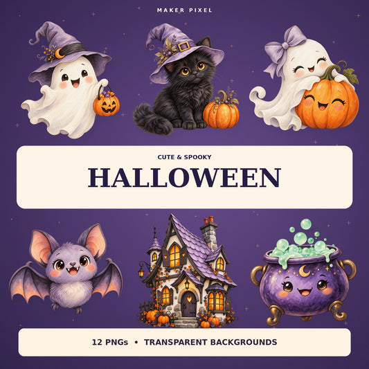 Cute Spooky Halloween PNG bundle – artwork preview