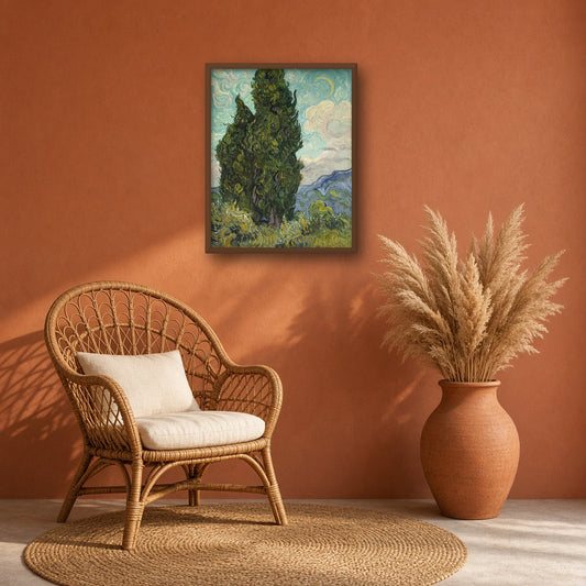 Cypresses by Vincent van Gogh — room mockup