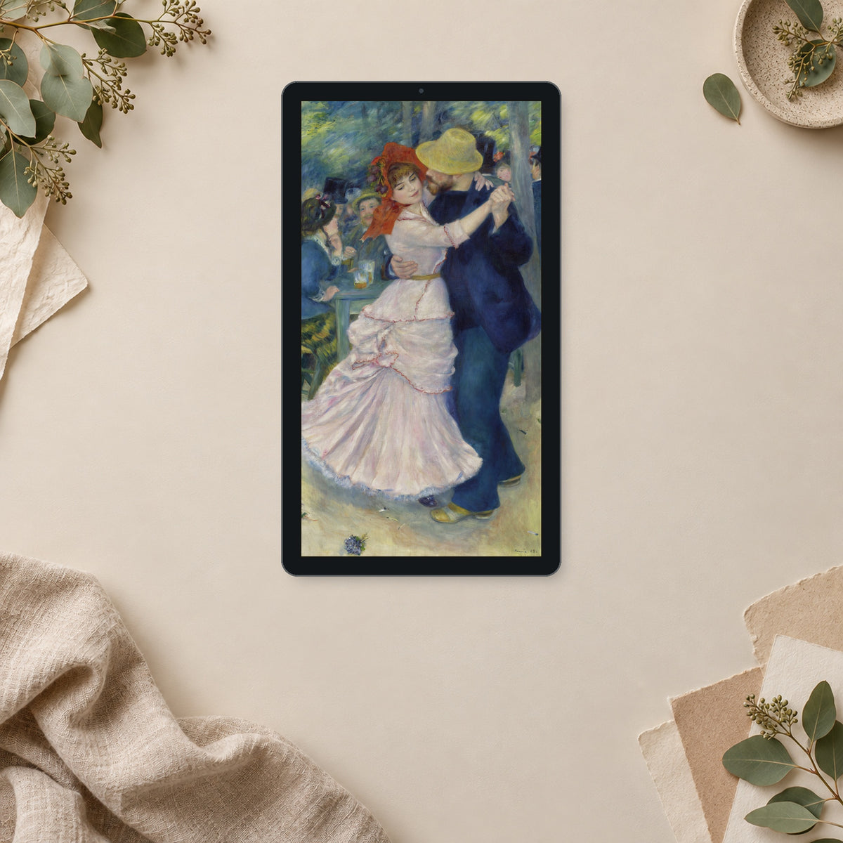 Dance at Bougival by Pierre-Auguste Renoir — framed room mockup