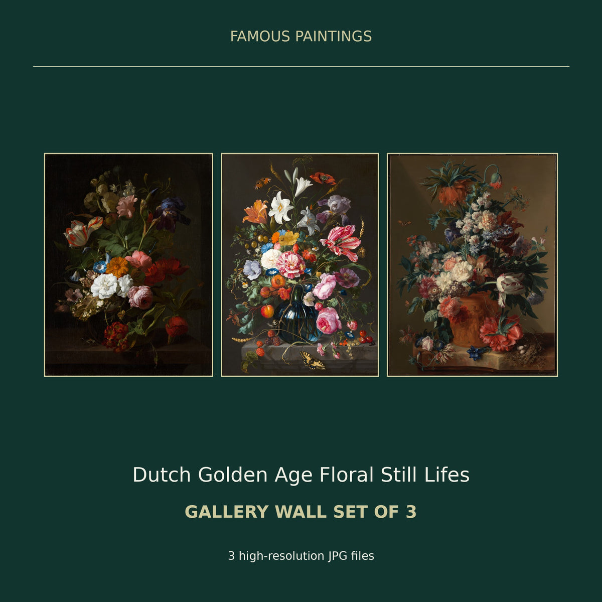 Dutch Golden Age Floral Still Life Gallery Wall Set of 3 — cover