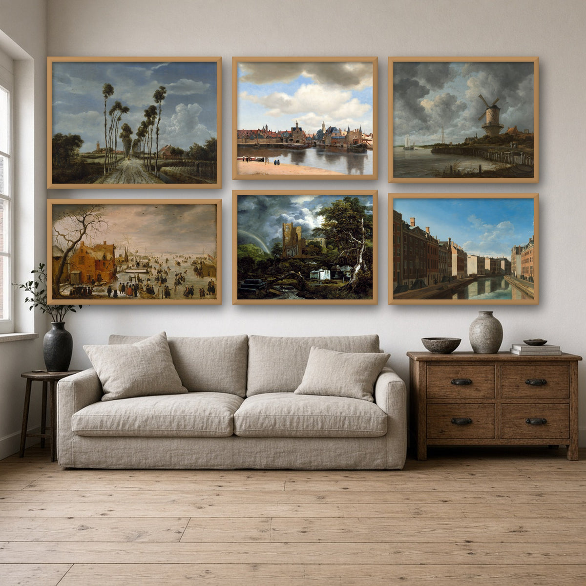 Dutch Golden Age Landscape Gallery Wall Set of 6 — gallery wall mockup, alternative arrangement