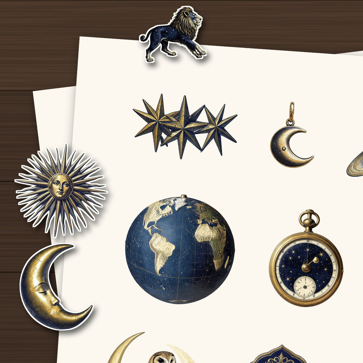 Close-up of a printed Celestial Astrology ephemera sheet