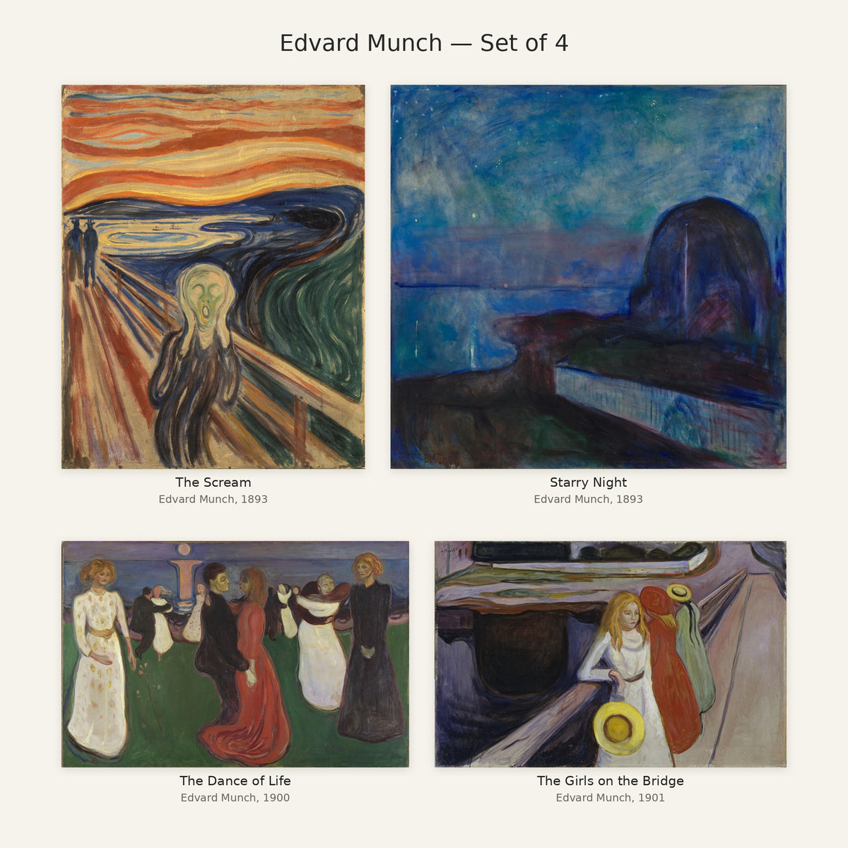 Edvard Munch Gallery Wall Set of 4 — all paintings in the set
