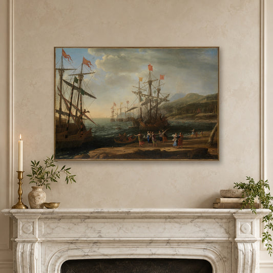 The Trojan Women Setting Fire to Their Fleet by Claude Lorrain (Claude Gellée) — canvas wrap, mantel mockup